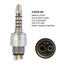 YUSENDENT COXO Dental LED Coupler 6 Hole Turbine Handpiece Coupling Fit KaVo NSK Sirona