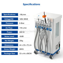 Portable Dental Delivery Unit Mobile Dental Cart Unit with Scaler Handpiece &Curing Light
